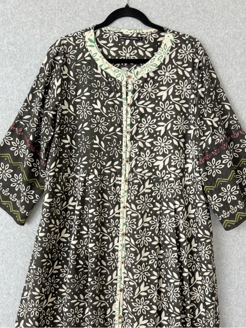 Gudrun Sjoden Dress Size Medium Oversized Floral Button Front Lagenlook Kaftan - Picture 2 of 16